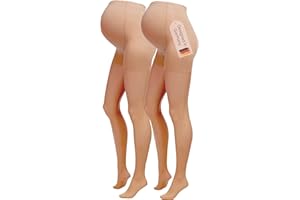 Herzmutter Medias premama 20DEN - maternidad - medias de embarazo - Futura Mama - transparente-mate-suave - Color piel-beige-negro - Set de 1 y 2-1200