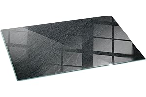 WALLFLUENT Kamin Bodenplatte Glas 140x70 cm Herdboden Rechteckig Schutz vor Glut Sicherungsblech Polierte Kanten Nachhaltig Bodenbelag Wohnzimmer Spritzwasserschutz - Natursteinstruktur