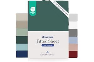 Dreamzie Prześcieradło 90x190/200 Czapka 35 cm na gruby materac - 100% mikrofibra - Petrol Green, certyfikowane bez substancji chemicznych (Oeko TEX), dopasowane prześcieradło z pełną gumką