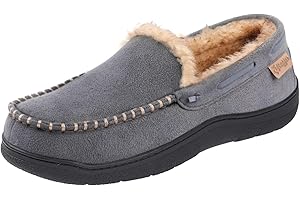 Zigzagger Men's Slippers Moccasin Memory Foam House Shoes Cozy Anti-Skid Slip On House Slippers for Men