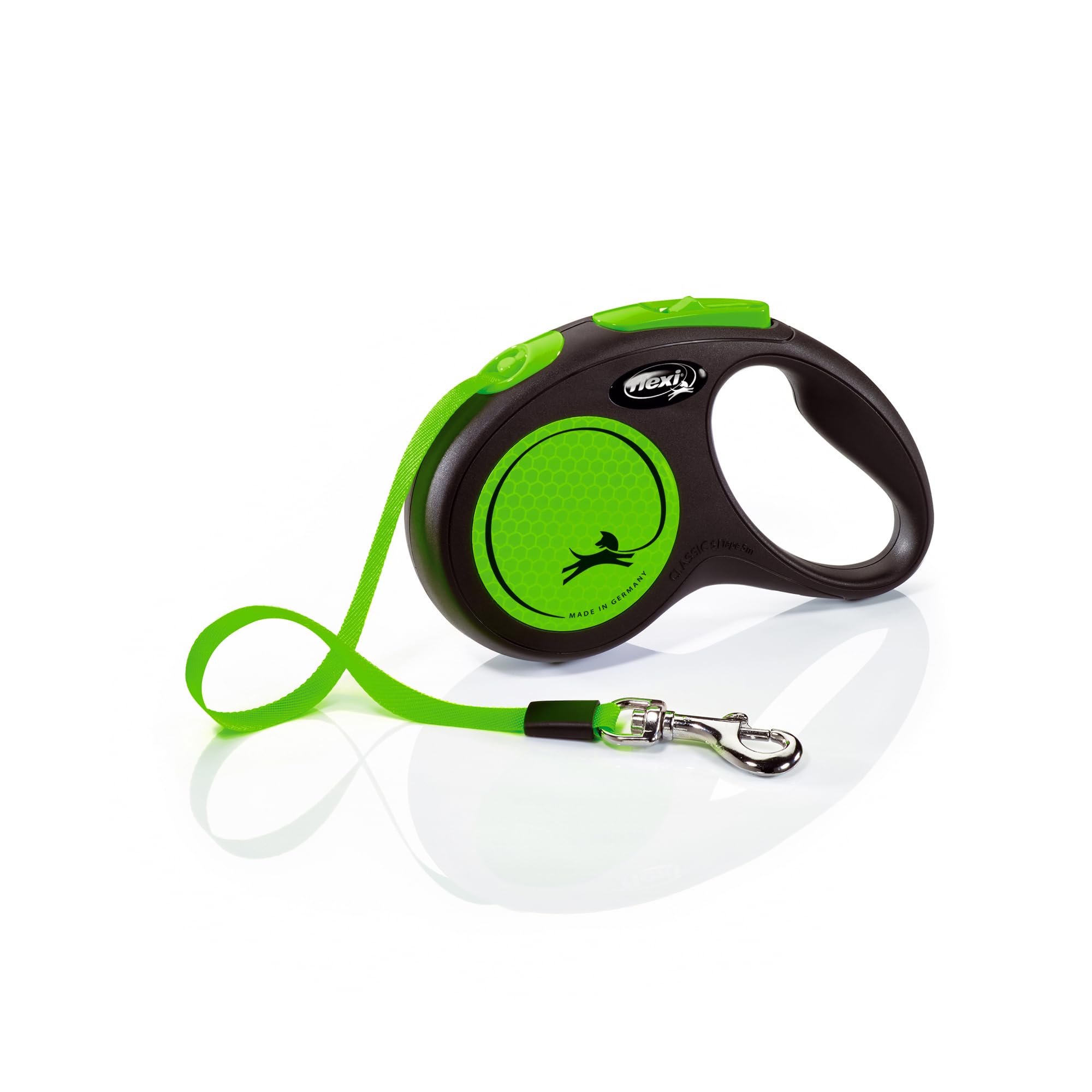 Flexi® Neon S Cinta 5 m Negro/Verde neón, Correa Extensible para Perros hasta máx. 15 kg