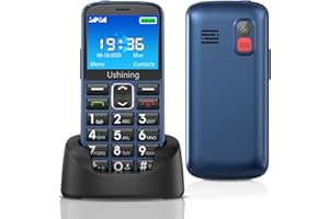 UFFERSON Seniorenhandy Ohne Vertrag mit Groüe Tasten, Dual SIM Senioren Handy mit 2,4 Zoll Farbdisplay, 1000 Mah Akku, Hörgeräte Kompatibel, Notruftaste, Typ-C-Kabel, Rentner Handy Mit Ladestation, Blau