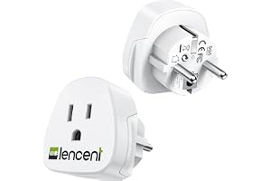LENCENT 2 styck Reseadapter USA till Sverige/EU Adapter, Typ C/E/F, Travel