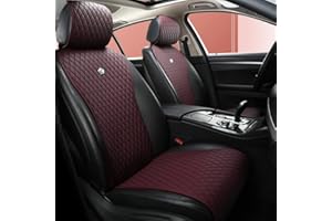 Menifomory Wine Red Seat Covers Universal Leather Seat Cover Comfortable Car Seat Cover 2/3 Covered 11PCS Fit Car/Auto/SUV (A-Wine Red)