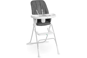 ity by Ingenuity Sun Valley Compact Folding High Chair, Food-Grade Safe Plate, Safety Harness, for Ages 6 Months and Up, Unisex - Grey
