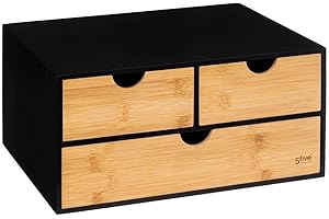 5 FIVE SIMPLY SMART 5five - Tour de Rangement Bureau 3 tiroirs Bambou bava Noir