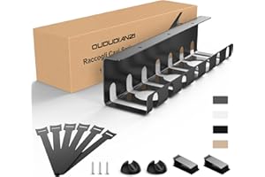 Oududianzi Raccogli Cavi Scrivania per Cavi Ordinati, Nascondi Cavi per Scrivania, Portacavi Sotto Scrivania, Porta Cavi Scrivania, Cable Management, Organizer Cavi Scrivania per Ufficio e Casa, Nero