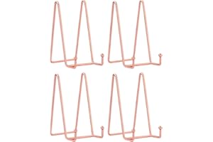 HCHLQLZ 3 * 6 Pollici Ferro Supporto Cavalletto Decorativo per Foto, Piatti, cornici, Libri di Cucina, Piatti Decorativi, Tablet e Arte, Rosa Oro 4 Pezzi