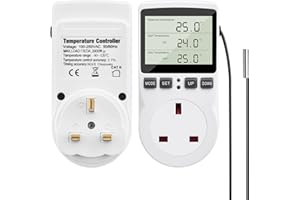 Diymore Digital Thermostat,230V Temperature Controller Socket Outlet,13A Timer Switch Plug with Sensor for Reptile Greenhouse Home Fermentation