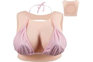 CYOMI Pechos de Silicona Pecho de Formas Travestis Tetasde Silicona Realistas Cuello Redondo con Espalda Hueca Aplicable a Crossdresser Drag Queen Cosplay Mastectomía B-G Copas