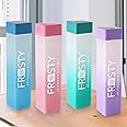 AQUAWARE - Frosty 100% Food Grade Premium Plastic Fridge Square Water Bottle With Motivational Time Marker - Unbreakable,Leakproof&Non-Toxic (4 Pieces, 1Litre, Multi)