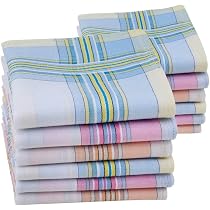 HOULIFE Lot De 6/12 Mouchoirs Tissu Homme En Pur Coton Épais - Motif Rayures Carreaux 40x40cm