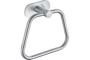 DIYZON Självhäftande handduksring, tillbehör för badrum, 304 förtjockat rostfritt stål handdukshållare, modern trapets handdukshylla, ingen borrinstallation (borstad nickel)