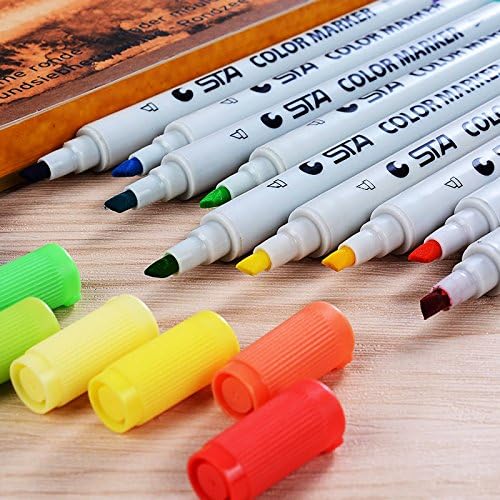 Minhe Twin Tips 1mm/4mm 36 Coloured Markers Water-based Ink Drawing Marker Art Supplies