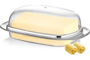 ZENQA Clear Butter Dish with Lid | Plastic BPA Free Butter Serving Tray Holder Plate Container | Home Kitchen Refrigerators Fridge Serving Butter Keeper