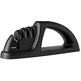 Amazon Basics 4-in-1 Knife Sharpener, Non-Slip Base, Includes Safety Glove