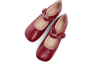 Stunner Flache Damen-Lederschuhe, modische flache Schuhe mit quadratischer Zehenpartie, bequeme Mary Jane-Flats