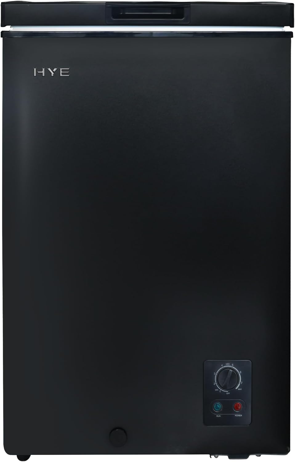 HYE Chest Freezer - 96L Freezer, Quiet 42 dB Operation, Mechanical Temperature Control, Freestanding Design, Black, Suitable For Garages & Outbuildings - RF01CF96B24