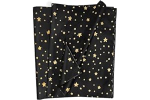 50pcs Black and Gold Tissue Paper Sheet Gift Wrapping,Topeedy 35 * 50cm Black and Gold Star Tissue Paper Perfect for Birthday Weeding Festival Gift Wraping&DIY Art Craft