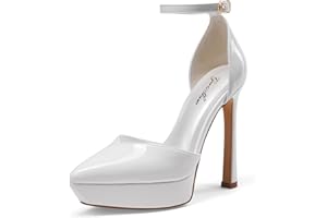 GENSHUO Tacchi Alti con Plateau per Donna 13 CM/5,12 Pollici Décolleté Sexy a Punta con Piattaforma Eleganti Tacchi a Spillo con Cinturino alla Caviglia Scarpe con Tacco a Punta Chiusa per Feste
