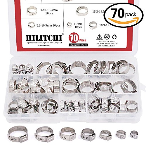 hilitchi 70 Stück Edelstahl Single Ohr Schlauchklemmen-Kit