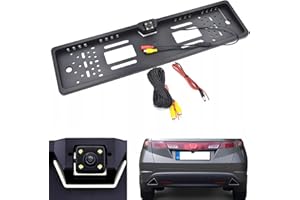 Retoo Support de Plaque d'immatriculation avec caméra de recul à 170°, IP68, caméra de Support de Plaque d'immatriculation, 656 x 492 px, 12V étanche à la poussière et à l'eau, Longueur de câble 6 m