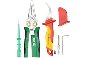 LAOA Pince multifonctionnelle 8 en 1 Dénuder, couper, tirer, racler, presser, test de tension, couteau isolant LA119717