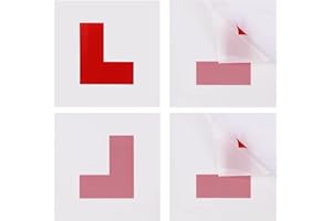 KERUTO 4 Pcs L plates sticker Learner Plate,Window Self Cling L Plates Learner Plates,Self Adhesive Magnetic L Plates Adhesive Stickers Non Magnetic for New Drivers Automotive Internship Newbies(Pink&White)