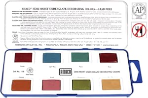 AMACO Non-Toxic Semi-Moist Underglaze Set - C in Pan, 1.5 oz, Assorted Color, Set of 8 by AMACO