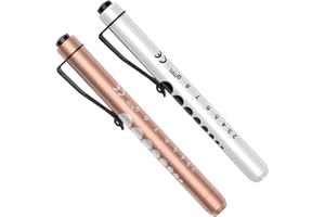 Diagnostikleuchte Pupillenleuchte, RISEMART 2 Stück Wiederverwendbare LED Stiftlampe mit Taschenclip alsr Krankenschwestern Ärzte Schüler Stiftlicht (gold and white)
