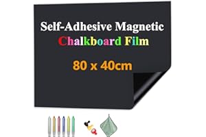 ‎JOMUSAGA JOMUSAGA Tafelfolie Magnetisch Selbstklebend, 80 x 40 cm Magnetfolie, Abwischbar Kreidefolie, Magnettafel Folie Kind Wand für Haus Büro Schule, mit Wasserbasierende Kreidemarkern& Magnete & Tuche