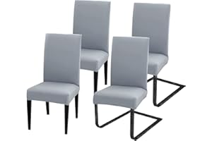 MOLVCE Uniwersalne pokrowce na krzesła, zestaw 4 sztuk, z poliestru, do jadalni, hotelu, na bankiet, imprezę, wesele, jasnoszare