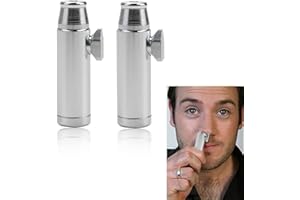 OUSSEE Dosierer Portionierer Spender 2 Stück Alu Snuff Bottle Bullet Hygienisch 53mm Flache Kugel Geformte Snuffflasche Tragbare Aluminiumlegierung Luftdichtes Gerät Kann Mini Snuffflaschenrohr(Silber)