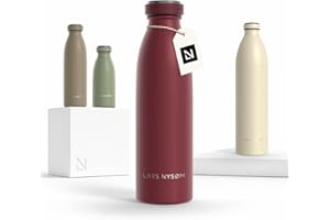 LARS NYSØM Borraccia Termica 500ml in Acciaio Inox | Bottiglia isolata 0.5 litro | Bottiglia d'Acqua a Tenuta stagna per Sport, Bicicletta, Cane, Bambino, (Berry Red, 500ml)