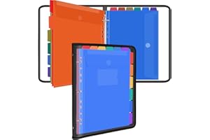 Uquelic A4 Folder Ring Binder, Document Organizer with 12 Pcs Punched Pockets, Transparent Vinyl Bag with Zipper, Cute Folders Wallets, Waterproof PVC Folder for School Home Work Office (Black)