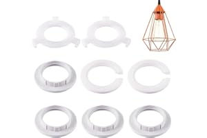 GUNWON 8 Pack Plastic Lamp Shade Reducer Ring,E27 to E14 Lampshade Ring Converter,White Adapter Rings Parts E27 Screw Collar Ring Suitable for Table Floor and Ceiling Lamps Holder Fitting Washer Adaptors