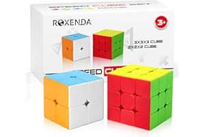 ROXENDA Speed Cube Set, 2X2 3X3 Speed Cube Original Fast Cube with Instruction (Stickerless)