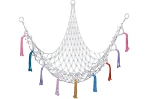 EPICSOA Teddy Hammock Toy Storage Hammock Organizer Net with Colorful Tassels, Teddy Bear Net Mesh Holder Large Hanging Net for Stuffed Animals