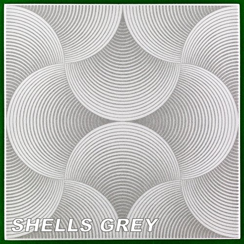 1 m2 Deckenplatten Panorama-Effekt Styroporplatten Paneele 50x50cm, SHELLS GREY