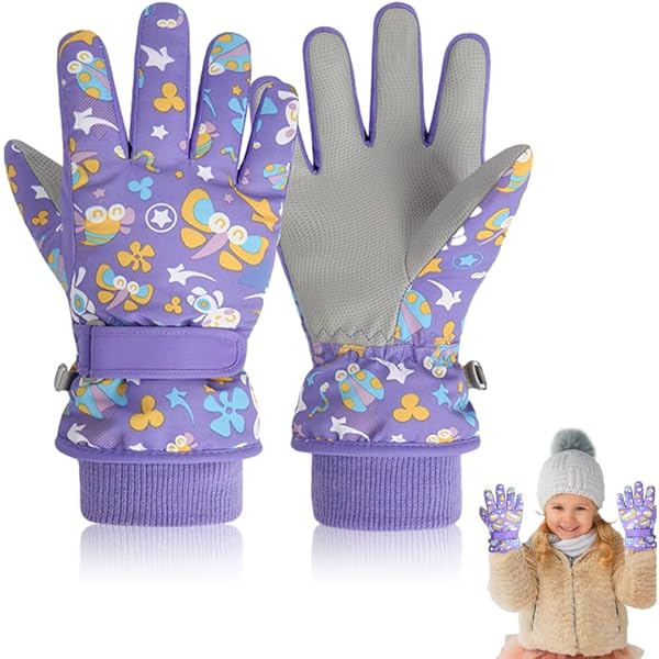 LQTSLFM Winterhandschuhe Kinder - Wasserdichte Fäustlinge Mit Wollfutter & Dino-Muster - Ideal Für Schnee & Outdoor
