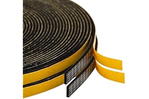 AIDEGER Taśma uszczelniająca do drzwi, okien, samoprzylepna taśma piankowa, uszczelka do okien, gumowa uszczelka do kolizji, izolacja akustyczna (6 x 1,5 mm x 20 m, czarno-żółta)