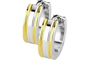 Taffstyle Creolen Ohrringe Edelstahl Breit Bicolor