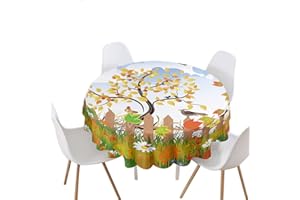 Highdi Nappe Ronde Anti Tache Impermeable 3D Décoration Tissu de Table Facile à Nettoyer pour Restaurants Cuisine Picnic Party Jardin Protection Tables (Oiseau de Jardin,Diamètre 150cm)