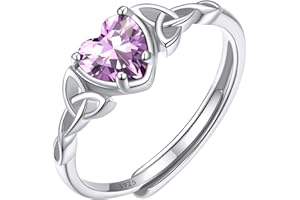 ChicSilver Bague Femme Argent Reglable,Anneau Fiançailles Ajustable avec Pierre Coeur et Celtique,Bijoux Brillant Cadeau Femme pour Noel Anniversaire