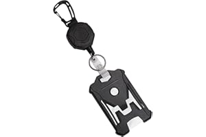 Xnourney Porte-badge rétractable, porte-carte d'identité tactique, porte-clés mousqueton robuste, Porte - clés Heavy Duty avec rouleau de badge rétractable de 31,5’’ rétractable porte badge enrouleur