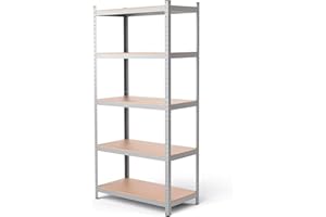 EDIESI, Estanterias Almacenaje, 180 x 90 x 40 cm, Metalicas, Galvanizadas, Material MDF, para Hogar, Trastero, Garaje, 5 Baldas Ajustables, Carga Máxima 875 kg (1 Unidad)