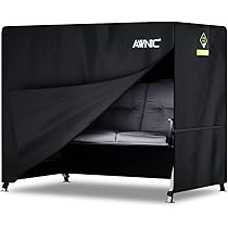 Tettuccio Sfoderabile Per Dondolo 4 Posti - Ricambio In Tessuto Antimacchia Colore Ecru Rigato - Foto 9