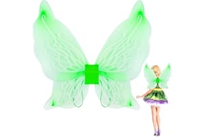 Nenjindz Ali Adulto Fata Bambina Costume Halloween, 1 Pezzi Ali Farfalla Donna Ali da Angelo Verde Accessori Carnevale per Natale Feste（51 * 49cm）