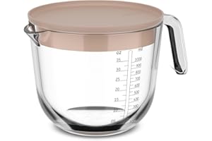 Mepal - Glas Messbecher mit Deckel Chef it - Leicht ablesbare, eingravierte Skala - Mikrowellen- & Backofengeeignet (ohne Deckel) - Hochwertiges Glas - Spülmaschinengeeignet - 1000 ml - Chalk