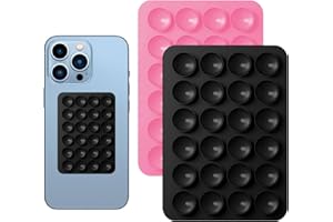 ExcellaElite Silicone Suction Phone Case Adhesive Mount 2 Pcs Multifunctional Sticky Suction Phone Case Anti-Slip Suction Phone Case Mount for Shower Mirror Fingertip Toys (Black, Pink)